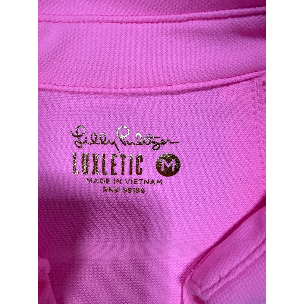 Lilly Pulitzer Luxletic Pink Sleeveless Ruffle Polo Golf Tennis Top Womens M - Picture 2 of 8